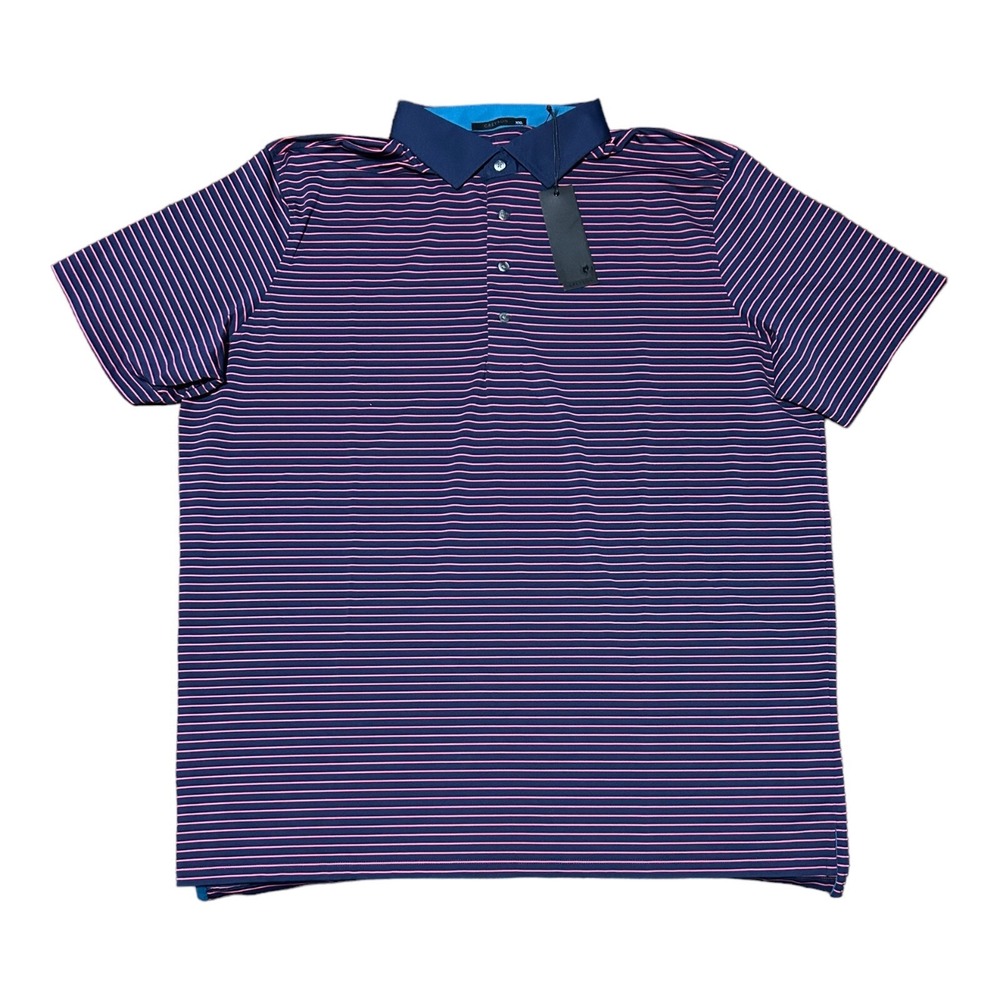NWT Greyson Golf Polo Shirt Men's 2XL Maltese Pink Stripe NEW Wolf